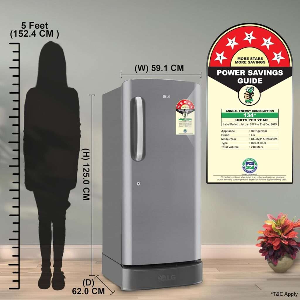 5 star single door fridge